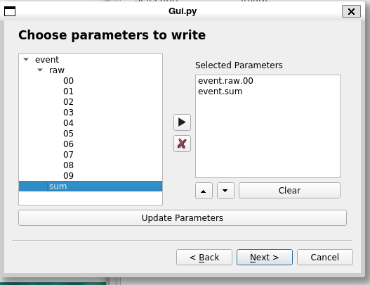 Filter parameters